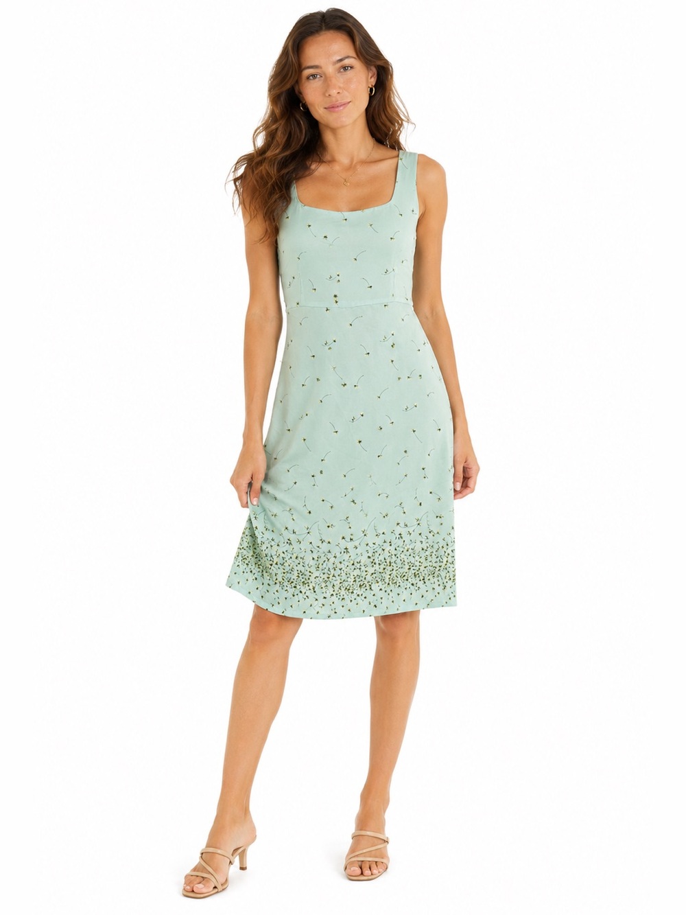 Vintage 90s Old Navy Womens Sleeveless Floral Babydoll Dress Large Mint Green